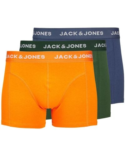 Jack & Jones 3 Pack Trunks With Tonal Waistband - Orange