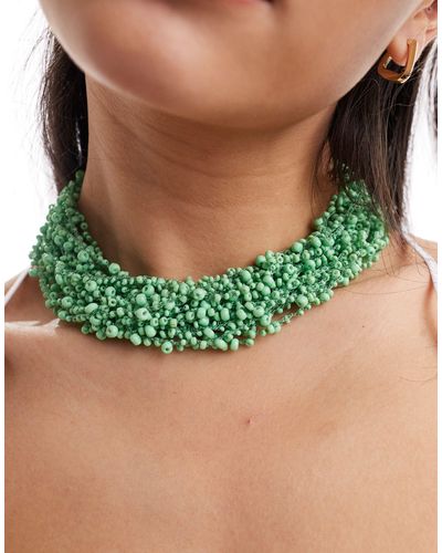 Accessorize Beaded Statement Necklace - Green