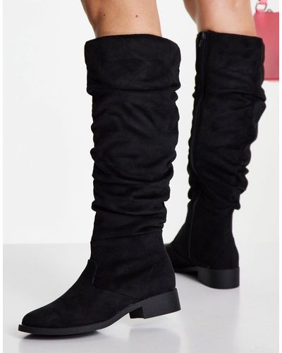 Lipsy Slouchy Knee High Boots - Black