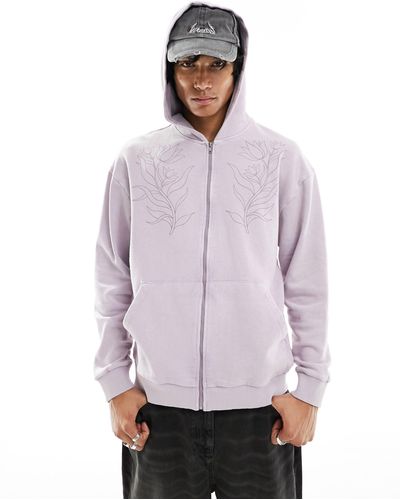ASOS Unisex Oversized Zip Through Hoodie - Purple