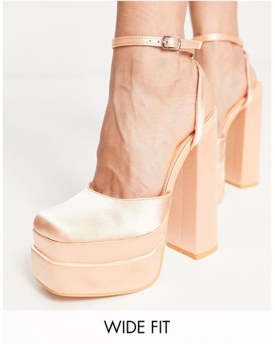 Public Desire Moonchild - exclusivité - chaussures à talon et semelle plateforme - abricot satiné - Neutre