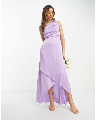 TFNC London Bridesmaid One Shoulder Maxi Dress - Purple