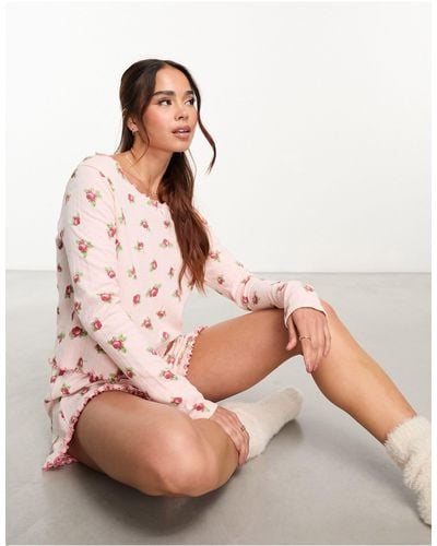 Daisy Street Pointelle Short Pyjama Set - Pink