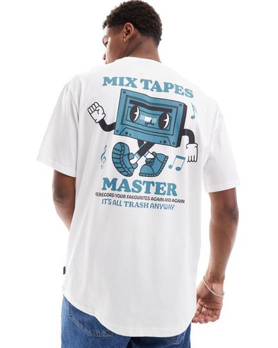 Only & Sons Mixtape - t-shirt super oversize bianca con stampa sul retro - Blu