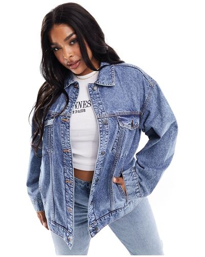 ASOS Chaqueta vaquera azul extragrande con lavado medio estilo años 90