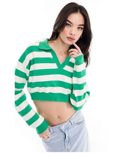 Bershka Polo Neck Sweater - Green