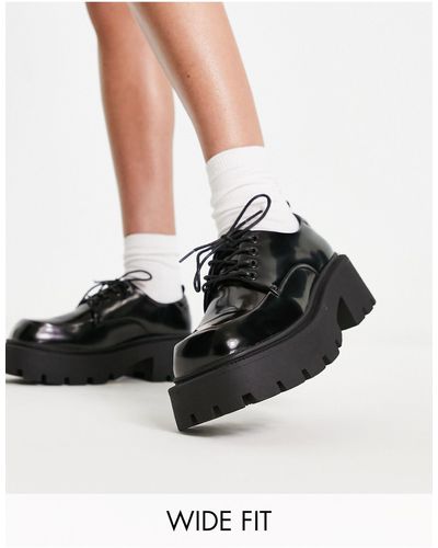 Truffle Collection Chaussures à lacets chunky à semelle oversize - pointure large - noir