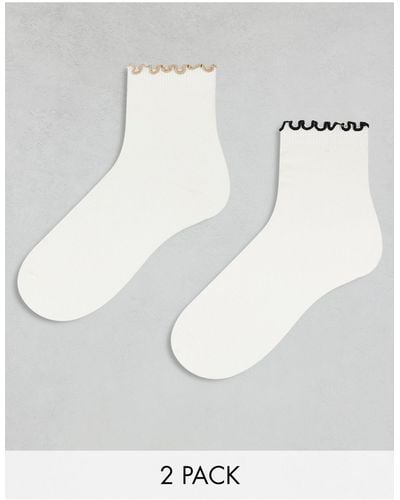 & Other Stories 2-pack Socks With Frill Hem Detail - White