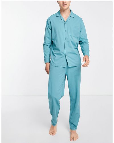 ASOS Loungeset Van Overhemd En Broek Van Jersey - Blauw