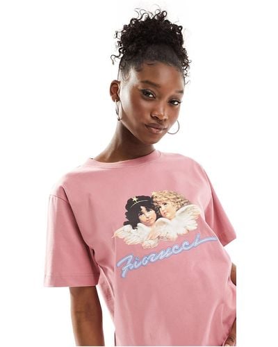 Fiorucci Relaxed Angel T-shirt With squiggle Logo - Pink