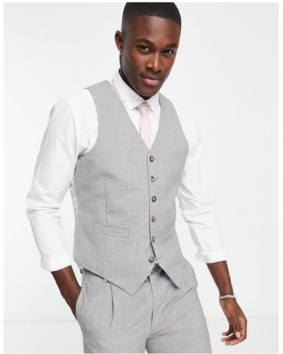 Noak Premium Wool-rich Skinny Suit Waistcoat - White