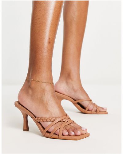 ASOS Hottie Mid Heeled Mules - Natural