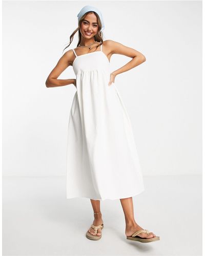 ASOS Soft Denim Midi Smock Dress - White