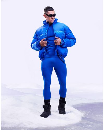 ASOS 4505 Naadloze, Geribbelde Basislaag ski-legging - Blauw