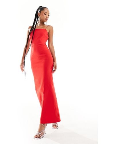 Vesper Low Back Strappy Maxi Dress - Red