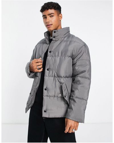 Another Influence Drop Shoulder Puffer Jacket - Gray