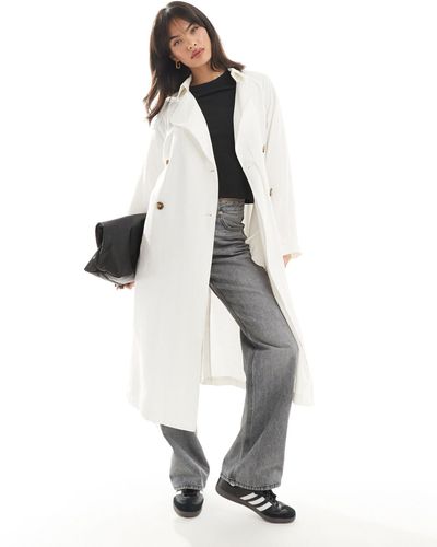 ASOS Soft Midi Trench Coat - White