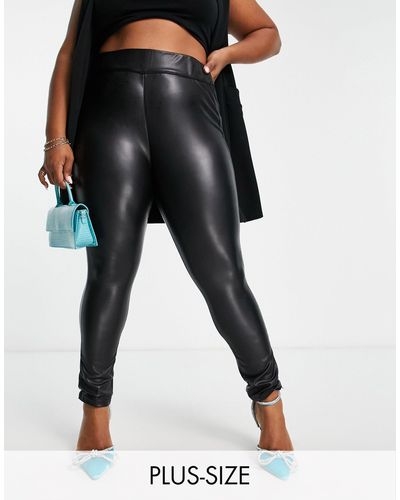 Simply Be High Waisted Faux Leather leggings - Black