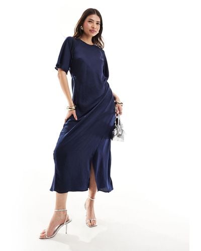 ASOS Flutter Sleeve Wrap Midi Dress - Blue