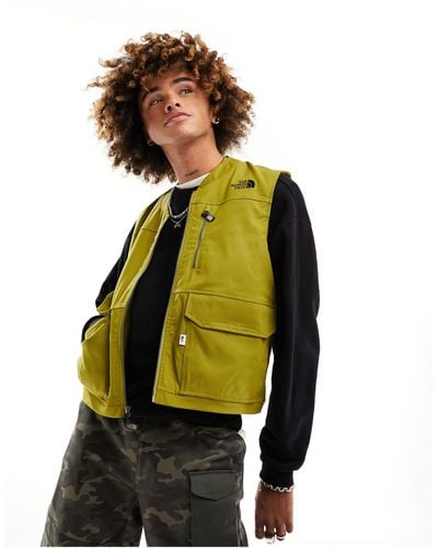 The North Face Heritage Cotton Zip Up Utility Vest - Green