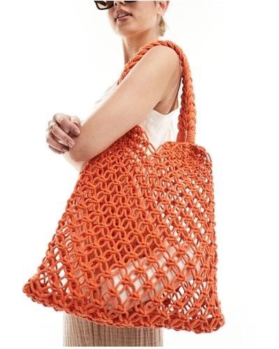 Accessorize Knitted Tote Bag - Orange