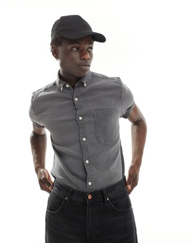 ASOS Slim Fit Stretch Denim Shirt - Grey