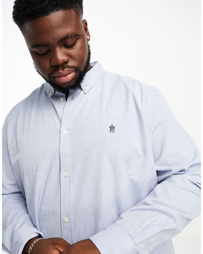 French Connection Plus Long Sleeve Oxford Shirt - Blue