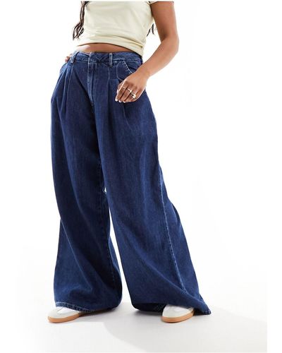 ASOS Jean plissé large - délavé - Bleu