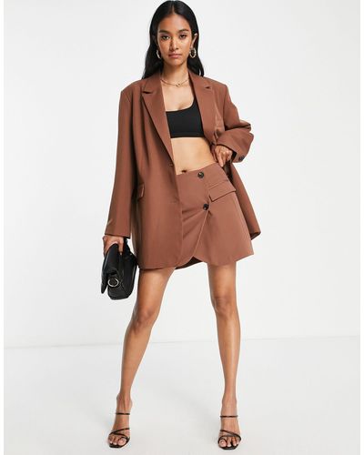 Vero Moda Tailored Suit Mini Skirt Co-ord - Brown