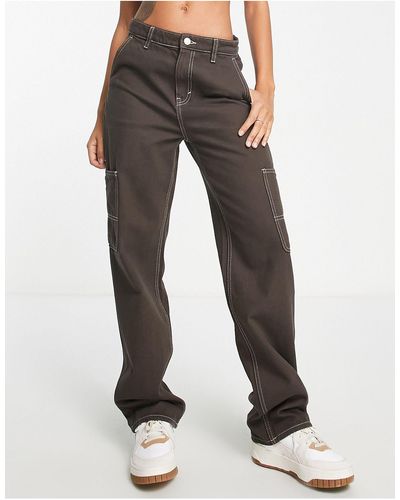 Monki – cargo-jeans mit geradem bein - Schwarz
