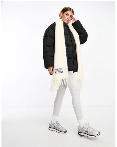 ASOS Fluffy Blanket Scarf With Woven Label - White