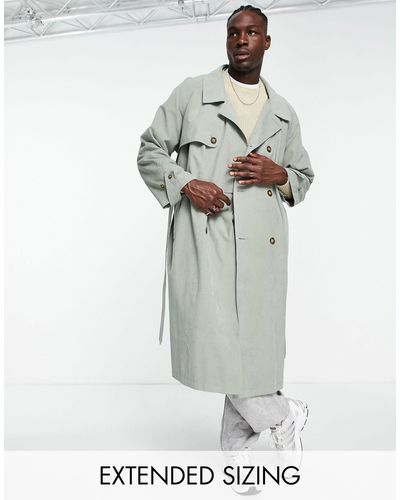 ASOS Trench-coat oversize imperméable - sauge - Blanc