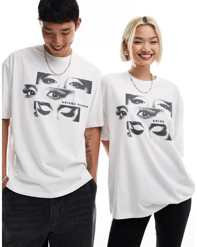 ASOS Unisex Oversized License T-shirt With Ariana Grande Prints - White