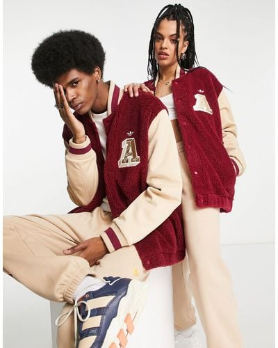 adidas Originals 'preppy Varsity' Boyfriend Fit Varisty Jacket - Red