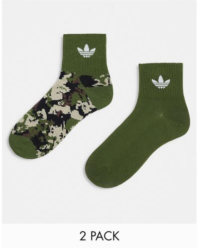 adidas Originals Confezione da 2 paia di calzini alla caviglia kaki - Verde