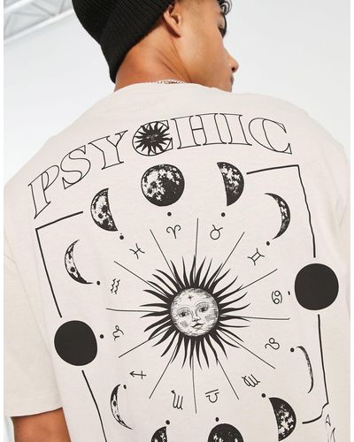 SELECTED Camiseta beis extragrande con estampado en la espalda "psychic reading" - Neutro