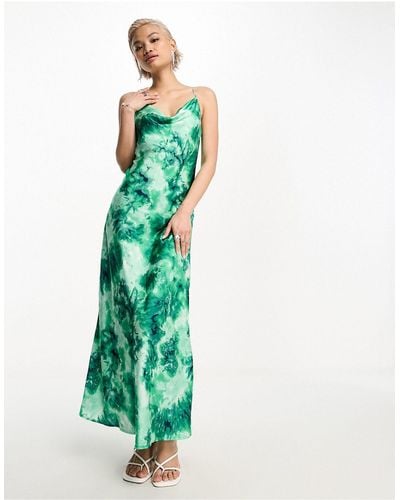 Object Robe mi-longue à bretelles avec imprimé abstrait - Vert