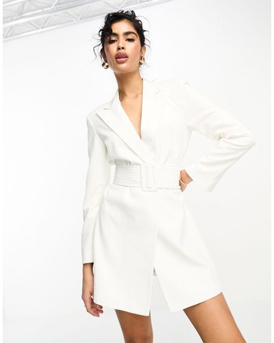 Vila Bridal Tailored Belted Blazer Mini Dress - White