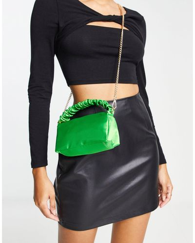 ASOS Crossbody Bag With Ruched Top Handle And Removeable Chain Strap - Green