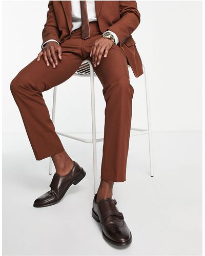 River Island Slim Suit Trousers - Brown