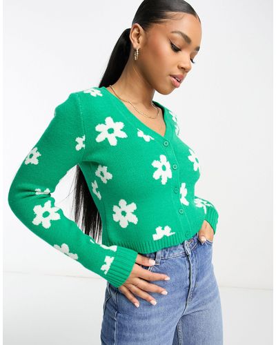 Hollister Cardigan a fiori - Verde