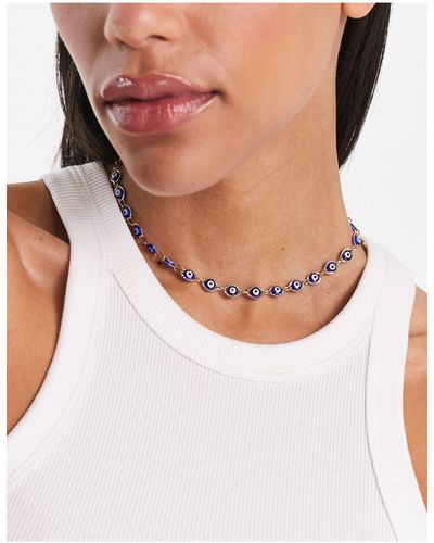 ASOS Short Necklace With Eye Chain - Black
