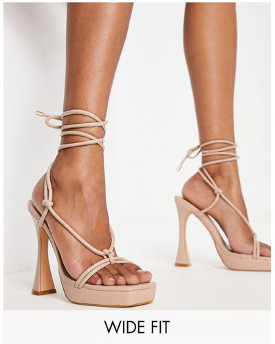 Glamorous Knot Front Platform Heel Sandals - White