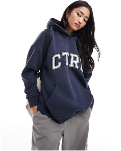 The Couture Club Varsity Oversized Hoodie - Blue