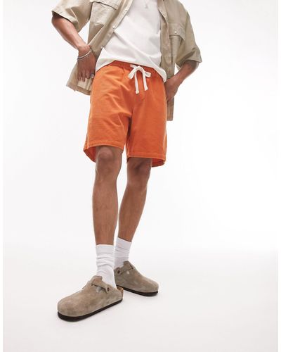 TOPMAN Relaxed Cord Shorts - Orange