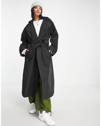 ASOS Trench nero con cappuccio - Marrone