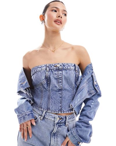 Miss Selfridge Denim Corset Top - Blue