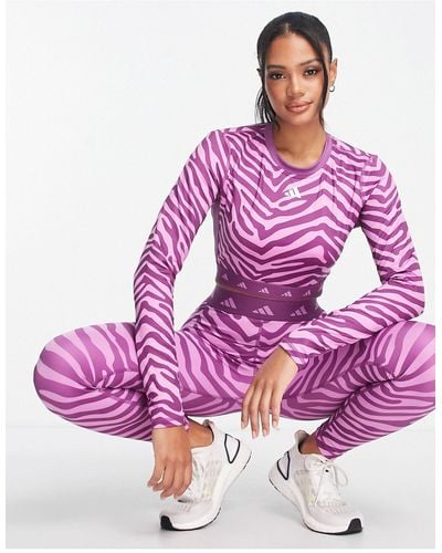 adidas Originals Adidas Training Hyperglam Zebra Print Crop Top - Pink