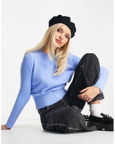 Pimkie Donzige Cropped Sweater Met Ronde Hals - Blauw