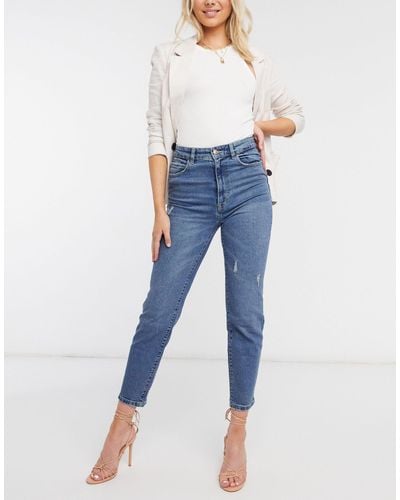 Stradivarius Slim Mom Jeans With Stretch in Blue | Lyst